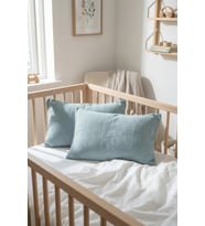Çift Katlı Müslin Çocuk Yastık Kılıfı %100 Pamuk 35x45 cm 2’li Bebek Çocuk Kılıf Seti Mavi