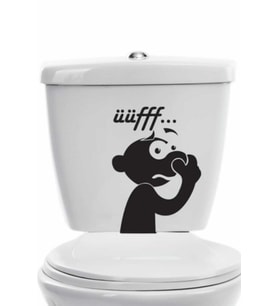 Komik Uff Koku Dekoratif Klozet Banyo Sticker Siyah