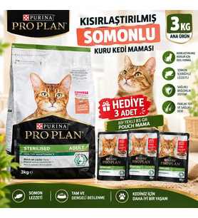Pro Plan Kısırlaştırılmış Somonlu Kuru Kedi Mamasi 3 Kg+Hediyeli