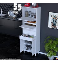 Eliusta Lorin 55 cm 4 Kapaklı Raflı Çok Amaçlı Mutfak Kiler ve Depolama Dolabı Beyaz Boy Dolabı-55x194x32 cm