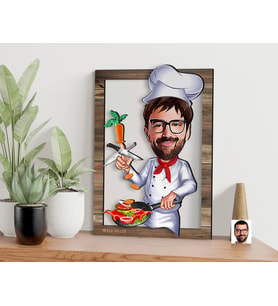 BK Gift Kişiye Özel Chef Karikatürlü 3D Ahşap Tablo, Sevgiliye Hediye, Arkadaşa Hediye, Yıl Dönümü Hediyesi, Doğum Günü Hediyesi-1