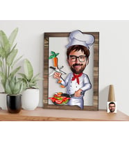 BK Gift Kişiye Özel Chef Karikatürlü 3D Ahşap Tablo, Sevgiliye Hediye, Arkadaşa Hediye, Yıl Dönümü Hediyesi, Doğum Günü Hediyesi-1
