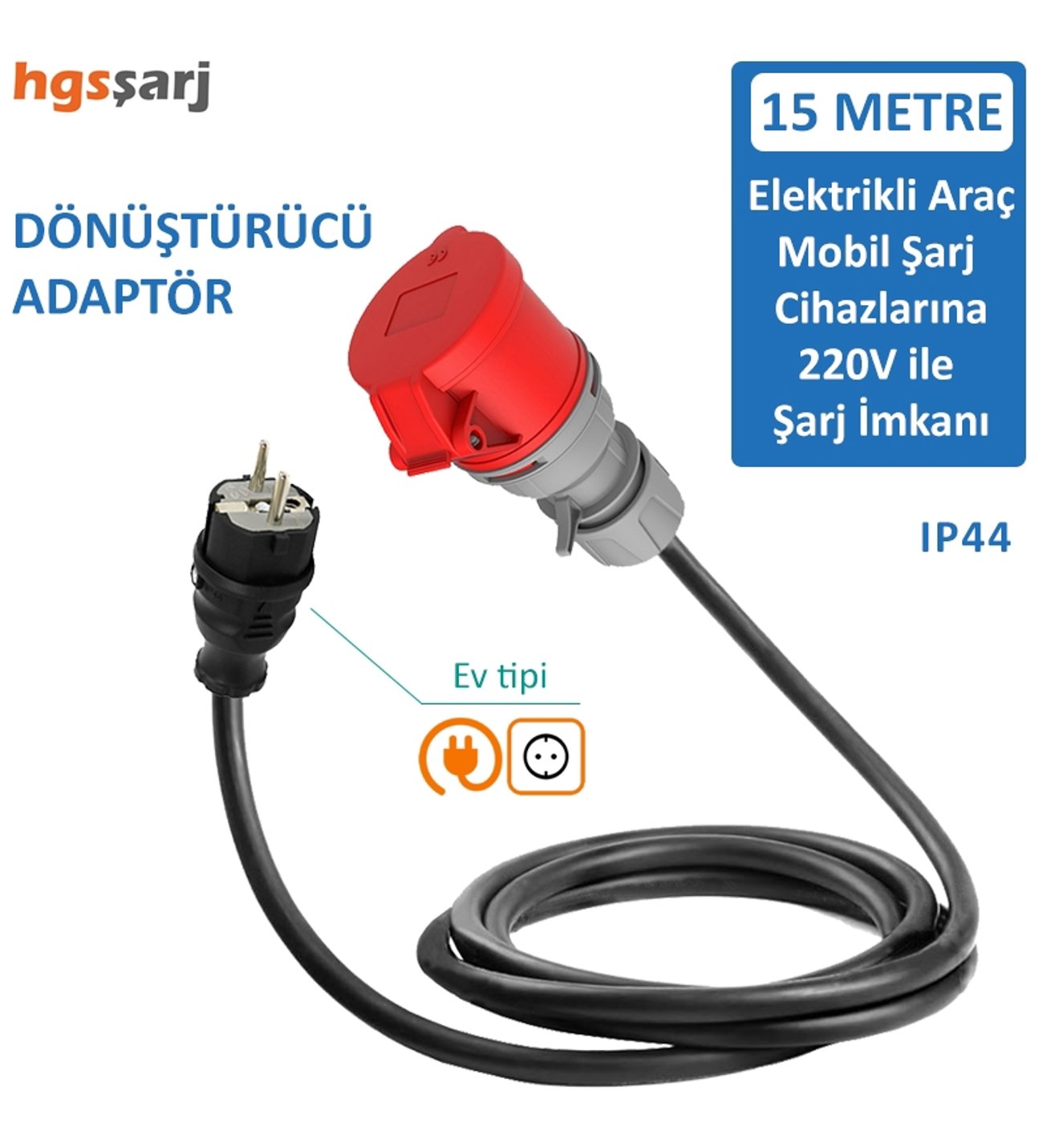 15 Metre Dönüştürücü Adaptör. 380V Güç Kaynaklı Elektrikli Araç