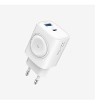 C320 Safe 22W Çift Portlu Hızlı Şarj Adaptörü + Akıllı Saat Şarj Desteği (Beyaz)