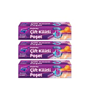 Çift Kilitli Buzdolabı Poşeti 12'li Küçük Boy 20 x 25 cm Üçlü Paket