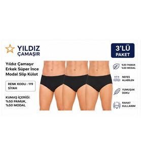 Yıldız Çamaşır Erkek Süper İnce Yazlık Modal Slip Külot (118-119)- 3 Adet