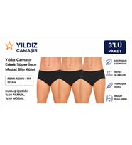 Yıldız Çamaşır Erkek Süper İnce Yazlık Modal Slip Külot (118-119)- 3 Adet