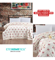 ETEHOMETEX ÇİFT KİŞİLİK BASKILI PAMUK PİKE KANAVİÇE 8696474231841