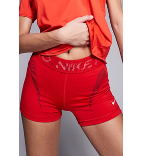 Nike Pro Training 3 inch Shorts With Mesh Detail Kadın 3inç File Detaylı Antrenman Tayt Şort Kırmızı