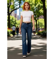 Kadın Koyu Wide Leg Denim Pantolon Fonksiyonel Dayanıklı Kaliteli Konforlu Estetik Premium