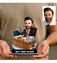 Kişiye Özel Avukat Karikatürlü 18 cm MDF Masaüstü Biblo - Avukat Hediyesi Avukata ve Hukukçuya Hediye