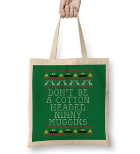 Ninny Muggins Elf Quote Christmas Knit Bez Çanta Uzun Saplı