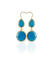Kadir Jewellery 22 Ayar Altın Kaplama Kadın Taşlı Küpe -El İşçiliği Ve Hipoalerjenik Küpe