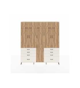 Arges Dolap 8 Raflı 8 Çekmeceli 3 Askılı 220x30x243 Aytaşı-Çam/Aytaşı