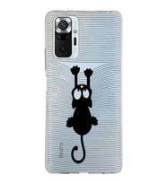 Xiaomi Redmi Note 10 Pro Uyumlu Kapak Çizgi Kedi Tasarımlı Şeffaf Silikon Kılıf
