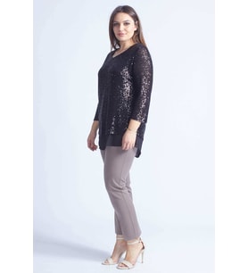28034 Payet Büyük Beden Bluz Siyah