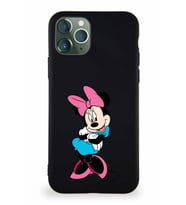Apple iPhone 11 Pro Soft Premier Kapak Minnie Mouse-D Tasarımlı Silikon Kılıf - Siyah (Şeffaf)