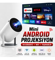 Mini Android 11 Projeksiyon Cihazı HD 1280x720, WiFi 2.4G/5G, HDMI USB Destekli Taşınabilir Ev Sinema Projeksiyon