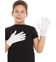 Beyaz Renk Çocuk Boy Likralı Pandomim Eldiveni (5343)