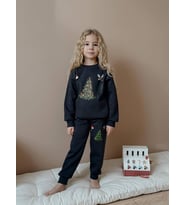 KIZ ÇOCUK YILBAŞI TEMALI 3 İPLİK EŞOFMAN TAKIMI (Lacivert)