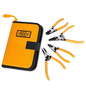 Ingco HCCPS26180 180mm 4'lü Çantalı Segman Pensesi Seti (Düz:İç/Dış-Eğri:İç/Dış) (Sarı)