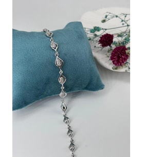 Rodyum Zirkon Taşlı Pirinç Zirkon Bileklikler 19 Cm - Kbl0293