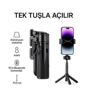 41.5 cm 360° Ayarlanabilir Bluetooth Kumandalı Kablosuz Tripod Selfie Stick Monopod