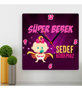 Süper Kız Bebek Odası Duvar Saati