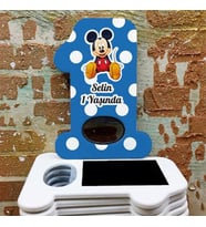 İsme Özel 1 Yaş Açacak Magnet- 1 Yaş Doğum Günü Magneti - Mavi Mickey Mause Açacak Magnet