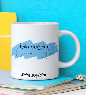 İYİ Kİ DOĞDUN CANIM OĞLUM Tasarımlı İsim Soyisim Yazılı Kişiye Özel Kupa Bardak
