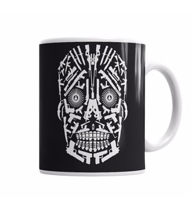 Skull Gun White Kupa Bardak Porselen