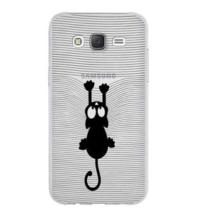 Samsung Galaxy J5 Kapak Mandala Kedi Tasarımlı Şeffaf Silikon Kılıf