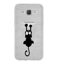 Samsung Galaxy J5 Kapak Mandala Kedi Tasarımlı Şeffaf Silikon Kılıf