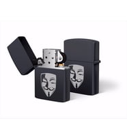 V For Vandetta Maske Logolu Benzinli Metal Çakmak Lazer Kazıma