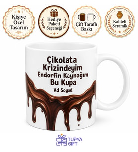 Çikolata Krizine Giren Akışkan Çikolata Endorfin Kaynağı Kupa Bardak Hediye