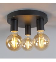 RİOLİGHT RETRO,RUSTİK,MODERN SİYAH 3XE27 DUYLU METAL PLOFONYER AVİZE TABAN ÇAPI:30CM