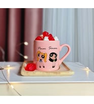 Power Puff Girls Tasarımlı Kişiye Özel Pembe Türk Kahvesi Fincanı