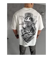 Unisex Baskılı Oversize T-Shirt - Beyaz