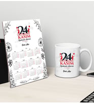BK Gift Kişiye Özel İsimli Öğretmenler Günü Tasarımlı Kupa Bardak ve Masaüstü 2024 Takvim Hediye Seti - 6, Öğretmene Hediye, Öğretmenler Günü