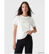 LCW EVERYDAY Beyaz Soft Touch Taşlı Kadın Tişört
