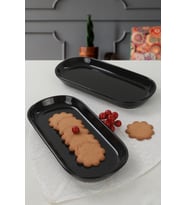 Siyah Noyan Kayık Tabak 26 cm, 2'li Set, Şık ve Kullanışlı Tasarım