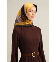 Armine Tivil İpek Eşarp 9331 - 57 Gri Karışık Desen