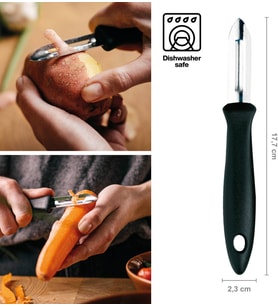 Fiskars Meyve Ve Sebzeler Için Paslanmaz Çelik Bıçaklı Soyucu, Plastik/Paslanmaz Çelik, Bıçak Uzunlu