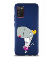 Samsung Galaxy A02S Soft Premier Kapak Pearl Yengeç Tasarımlı Silikon Kılıf - Lacivert (Şeffaf)