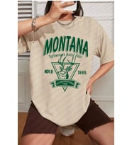 Unisex Montana Baskılı T-shirt (Bej)