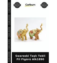 Özel Üretim Dekoratif Hediyelik Şık Aksesuar Ev Dekorasyonu Swaroski Taşlı Tekli Fil Figürü Alk1890