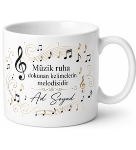 Kişiye Özel Melodi Temalı Baskılı Kupa Bardak İsimli Müzik Hediye