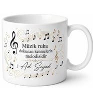 Kişiye Özel Melodi Temalı Baskılı Kupa Bardak İsimli Müzik Hediye