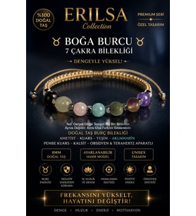 Sertifikalı Boğa Burcu 7 Çakra Doğal Taş Bileklik Ayarlamalı Unisex Premium Hem Bileklik Hem Halhal