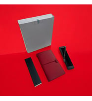Deri 3 Içli Defter Ve Kalem Seti Düz - Çizgili - Kareli Lastik Kilitli (Kırmızı)